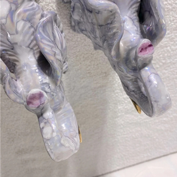 Vintage Marbled Purple Porcelain Elephants X2 - Picture 6 of 12
